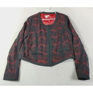 Cato Blazer Womens XL Black Red Lace Floral Whimsy Goth Gothcore Witchcore